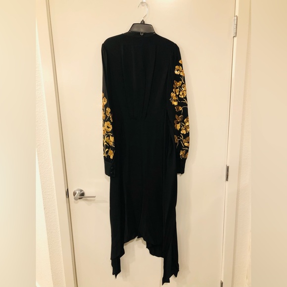 Tory Burch Embroidered Floral Wrap Dress - Black - Picture 8 of 8